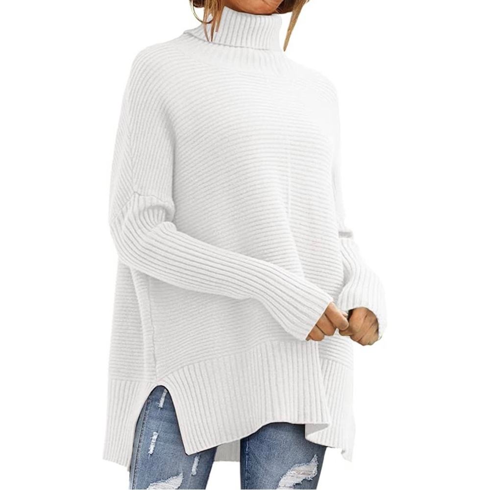 LILLUSORY Oversized Chunky Turtleneck Sweater Medium Cream Color Off White